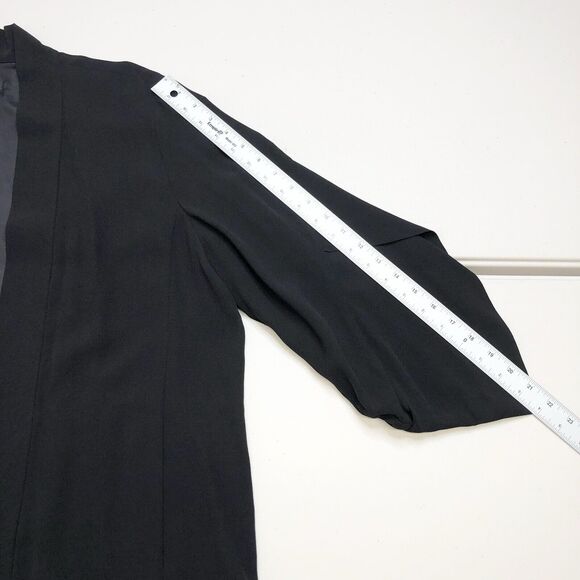 Eileen Fisher Women’s Silk Open Front Blazer Jacket Size Large Black 3/4 Sleeves - Picture 4 of 7